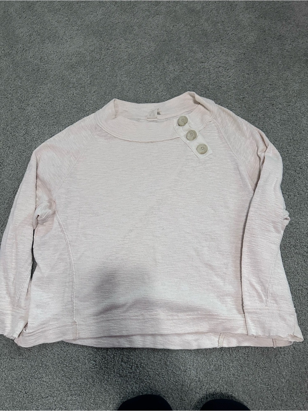 Free People Pale Pink Kids Long-Sleeve Top with Shoulder Buttons
